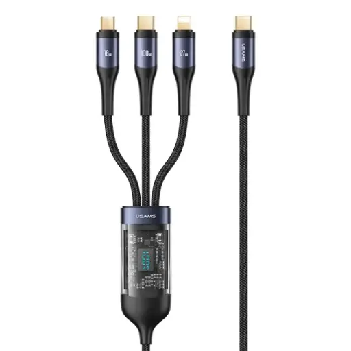 Cable 3en1 con medidor Type c, Microusb, Lightning(iphone)